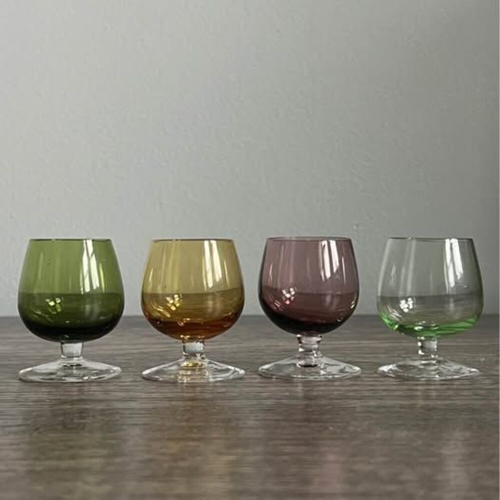 Four Mini Multi-colored Cocktail Glasses